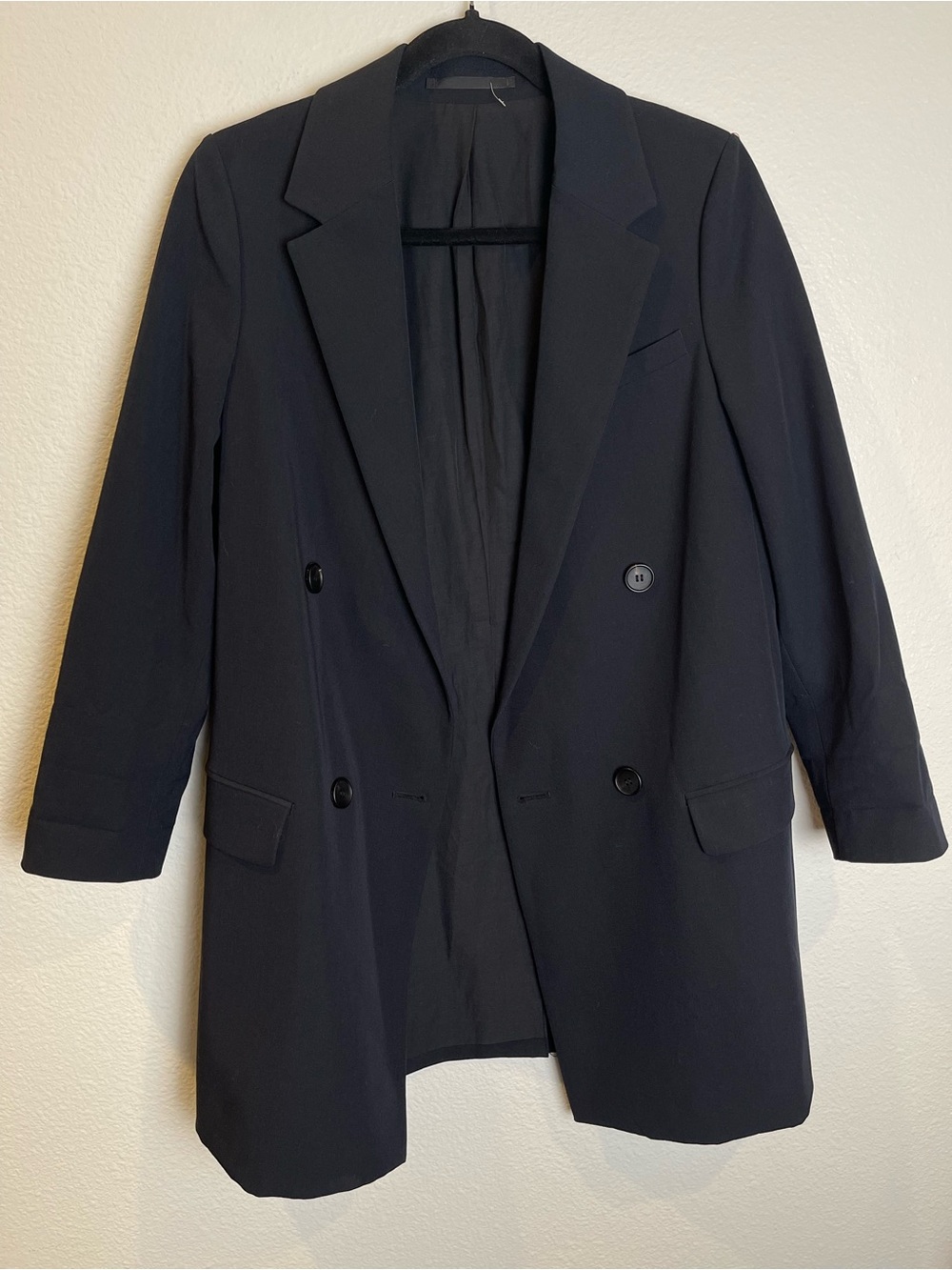All Saints Ariah Blazer Size 6 Black Double Breasted Minimalist Luxury Career - Picture 8 of 14
